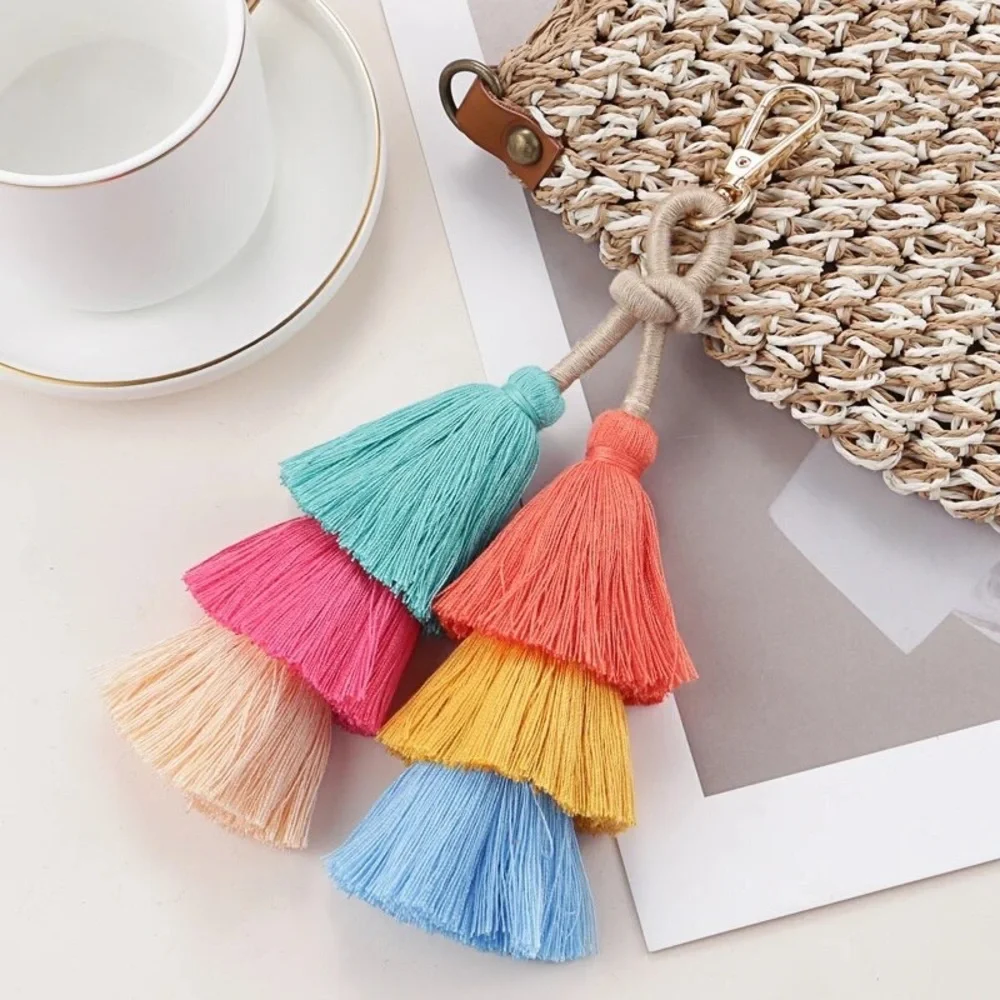Boho Extra Long Multi Tier Colorful Fringe Purse Charm - Picture 1 of 16